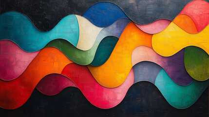 Poster - Bold abstract painting of Barcelona's marathon with energetic shapes.