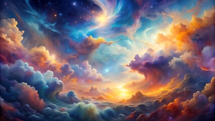 Canvas Print - Celestial Tapestry: An Abstract Symphony of Clouds and Sky  AI generated