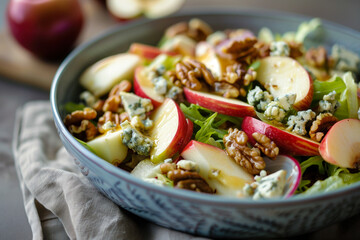 Apple and walnut salad with blue cheese