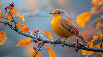 Wall Mural - robin on branch