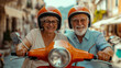 © Max - Happy Retired Couple on a Scooter in a Mediterranean Vacation