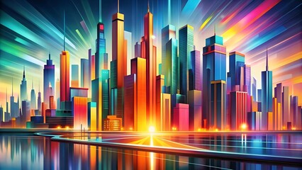 Poster - A Bustling Cityscape Reflecting the Energy of a Young Businesswoman  AI generated