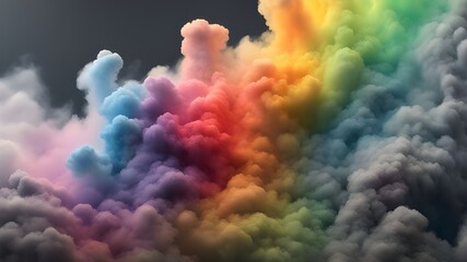 Poster - rainbow and gray smoke or cloudy