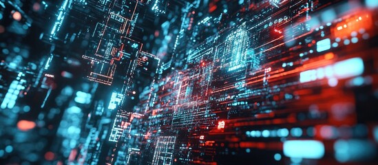 Poster - 3D Rendered Text Showcasing AI Technology with Visual Effects of Digital Failures and Spectacular Screen Glitches