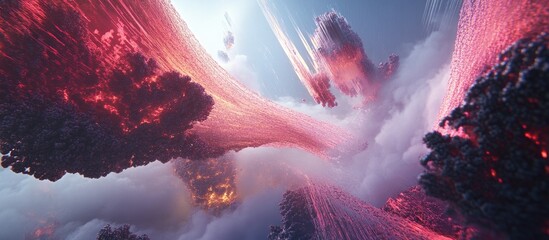 Poster - 3D Rendering in Progress with Technological Glitches and Visual Interference Effects