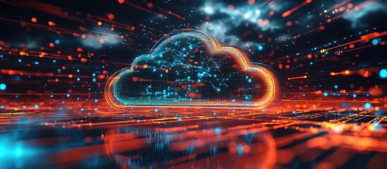 Poster - 3D Rendering of Cloud Computing and Network Security Technology Concepts