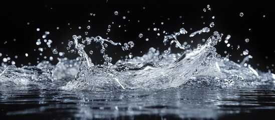 Poster - Abstract 3D illustration of dynamic splashing water droplets
