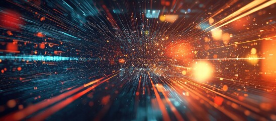 Poster - Abstract Background of Digital Technology in Corporate Business with Particle Elements