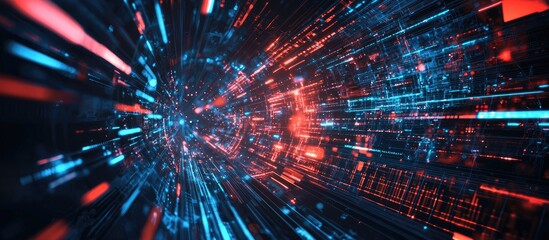 Poster - Abstract background showcasing 3D technology data transfer database integration and artificial intelligence concepts in business and finance