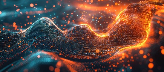 Poster - Abstract background showcasing 3D technology data transfer database integration and artificial intelligence concepts in business and finance