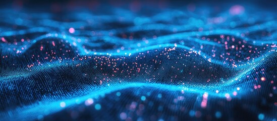 Aufkleber - Abstract blue digital network technology stream Futuristic matrix background illustrating data transfer and big data storage 3D visualization