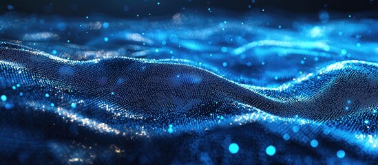 Aufkleber - Abstract blue digital network technology stream Futuristic matrix background illustrating data transfer and big data storage 3D visualization