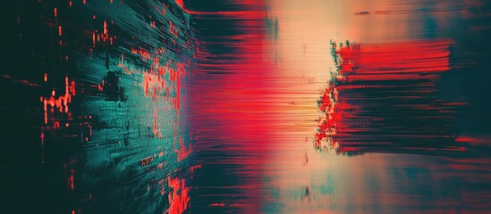 Poster - Abstract Grunge Motion Background with Digital Glitch Effect Distressed VHS Noise and Grain Overlay 3D Displacement Map Texture for Video Distortion and No Signal Error