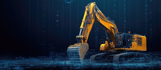 Poster - Advanced construction machinery and innovative technology concept Industrial IoT solutions