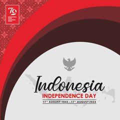 79th Independence day background with  batik pattern, indonesian map and official logo. Dirgahayu 79 RI Background. HUT RI 79 2024. Vector Illustration