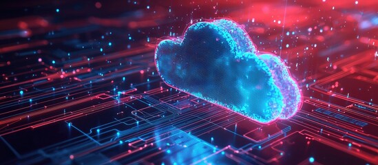 Poster - Abstract Background of Cloud Computing Cyber Security Future Technologies Digital Data Network Internet Data Storage and Data Cloud