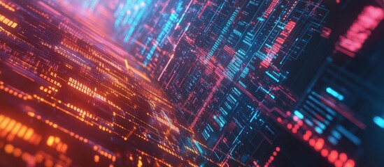 Aufkleber - Abstract background featuring 3D technology data transfer databases artificial intelligence and business finance concepts