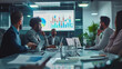 © Swaroop - A dynamic business meeting in a modern office with a diverse team, charts, and laptops, showcasing professional collaboration.'