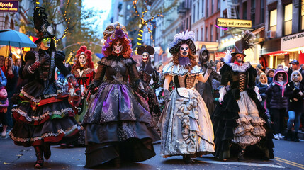 new york city, new york - halloween parade in greenwich village: