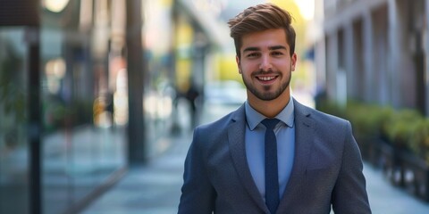 Wall Mural - Clean and simple image of a young businessman.