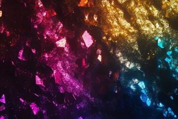 Poster - With a gradient shining magic and bokeh effect, the background is blue multicolor abstract festive rainbow pearl holographic