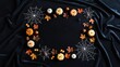 © Edwin - halloween spider web with pumpkin on black background, space for text