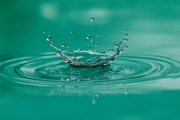Poster - Impact of falling water drops splattering and splashing