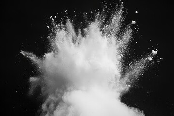 Canvas Print - Motion freeze of white color powder exploding on a dark background.