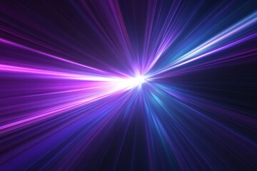 Leinwandbilder - On a blue and pink neon tunnel background, there is an abstract zoom effect