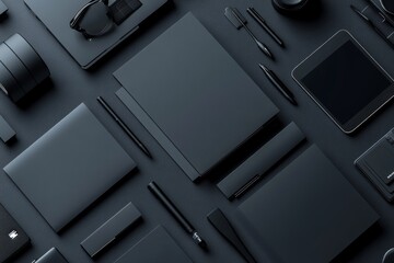 Poster - 3D branding illustration mockup template in black
