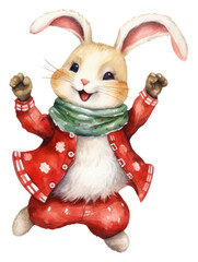 Poster - PNG A cute rabbit wearing christmas costume dancing mammal animal representation.