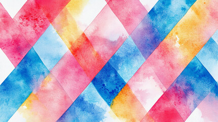 Geometric watercolor pattern with bold lines Water color on white background