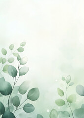 Wall Mural - Eucalyptus background for invitations. Foliage watercolor background. Generative AI.