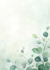 Wall Mural - Eucalyptus background for invitations. Foliage watercolor background. Generative AI.