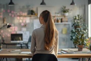 Poster - Professional woman from behind in a professional workspace.