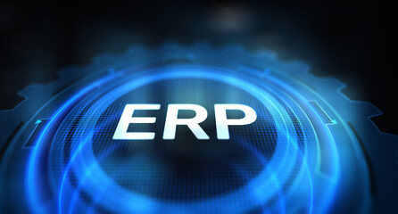 Poster - ERP - Enterprise resource planning business and modern technology concept on virtual screen.