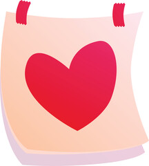 Poster - Pink sticky note with a red heart is attached by two pieces of adhesive tape