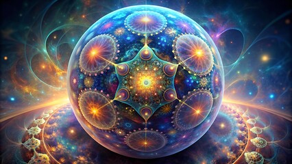 Poster - Celestial Sphere of Fractal Hues  Generative AI