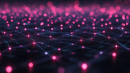 Poster - futuristic mesh grid with glowing nodes