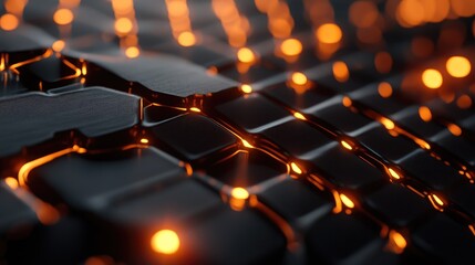 Poster - futuristic mesh grid with glowing nodes