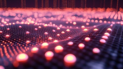 Poster - futuristic mesh grid with glowing nodes