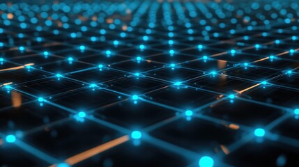 Poster - futuristic mesh grid with glowing nodes