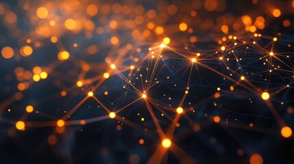 Poster - futuristic mesh grid with glowing nodes