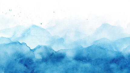 Watercolor texture with gradient shades of blue Water color on white background