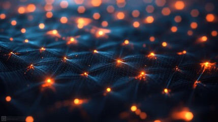 Poster - futuristic mesh grid with glowing nodes