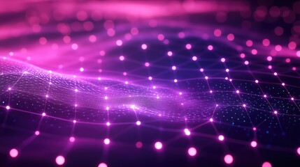 Poster - futuristic mesh grid with glowing nodes