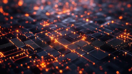Poster - futuristic mesh grid with glowing nodes