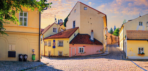 Wall Mural - Cityscape - view of the narrow streets of the Novy Svet ancient quarter in the Hradcany historical district, Prague, Czech Republic