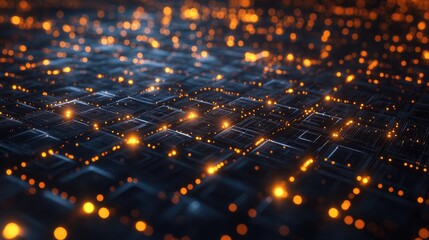 Poster - futuristic mesh grid with glowing nodes