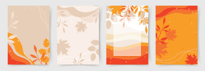 Wall Mural - autumn abstract colorful background. fall season and thanksgiving theme. editable vector templates w